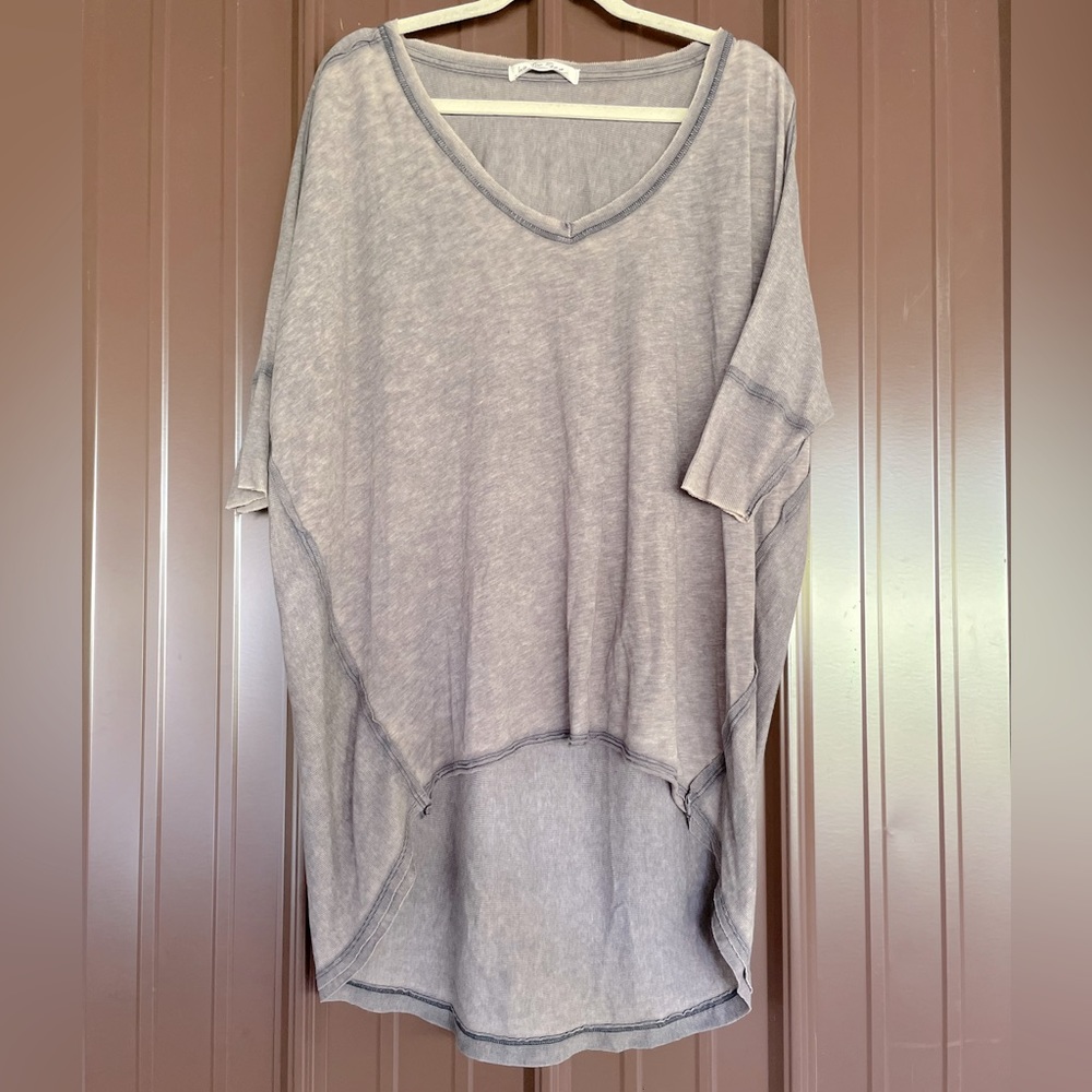 We The Free People Oversized Burnout Brownish Gray Hi Lo Tunic Top